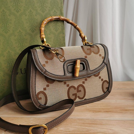 Текстильная сумка Gucci GG Jumbo Bamboo 1947 25x16 см   