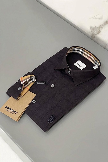 Мужская чёрная рубашка Burberry TB logo-embroidered   