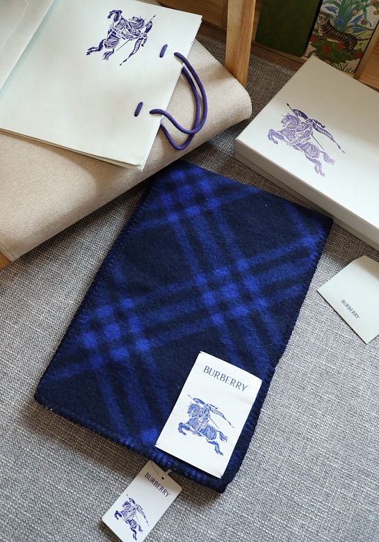 Шарф Burberry Check premium 182x30 см - Navy