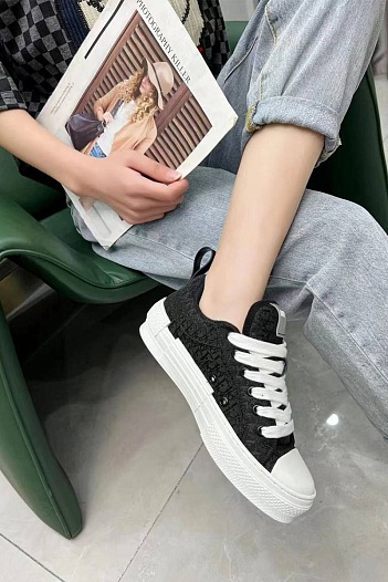 Женские кроссовки Dior Oblique B23 low-top - Black   