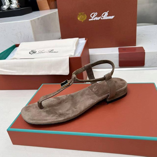 Женские замшевые сандалии Loro Piana Premium - Brown   