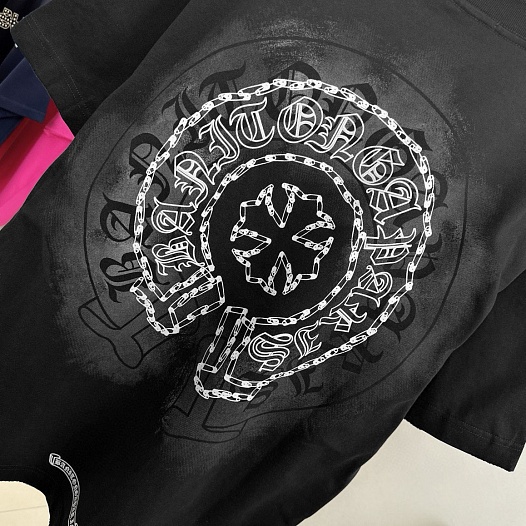 Чёрная оверсайз футболка Chrome Hearts Premium   