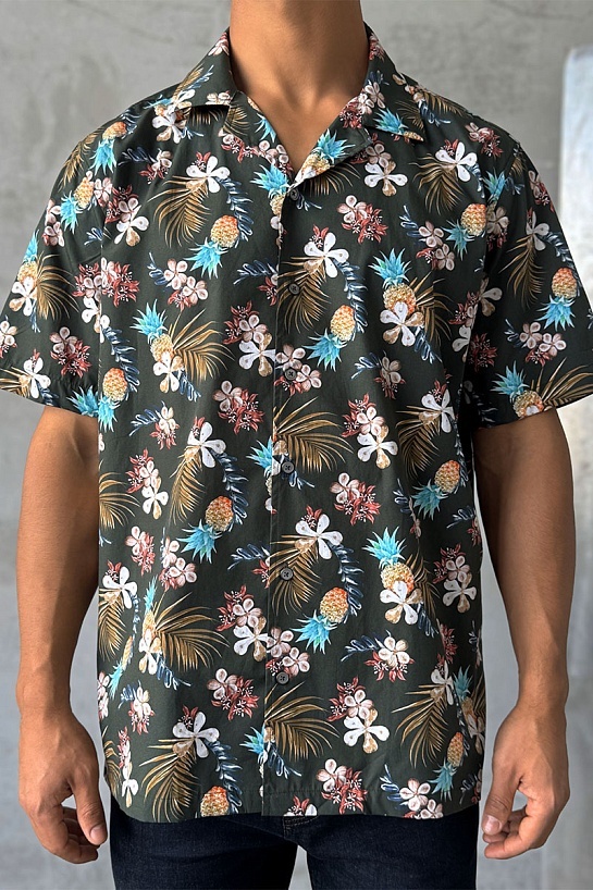 Мужская зелёная рубашка Dolce & Gabbana floral-print