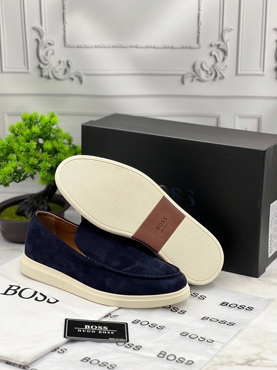 Мужские замшевые лоферы Hugo Boss Randy - Navy