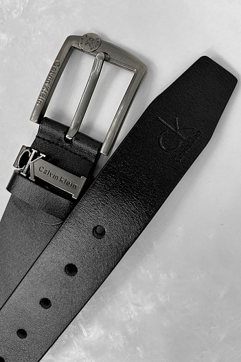 Мужской кожаный ремень Calvin Klein чёрного цвета   