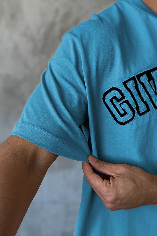 Синяя оверсайз футболка Givenchy college logo-embroidered