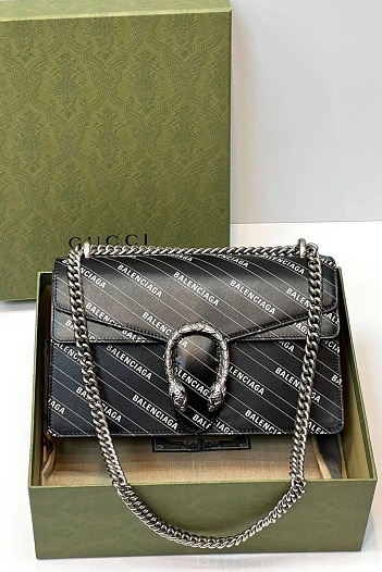 Женская сумка Gucci x Balenciaga Dionysus The Hacker Project Premium 28x17x10 см - Black   