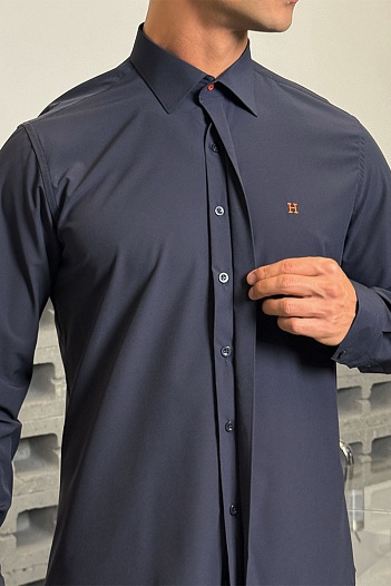 Мужская рубашка Hermes H embroidered - Navy   