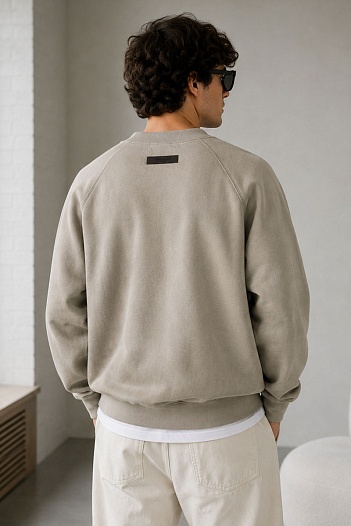 Бежевый свитшот Fear Of God Essentials Flocked Logo   