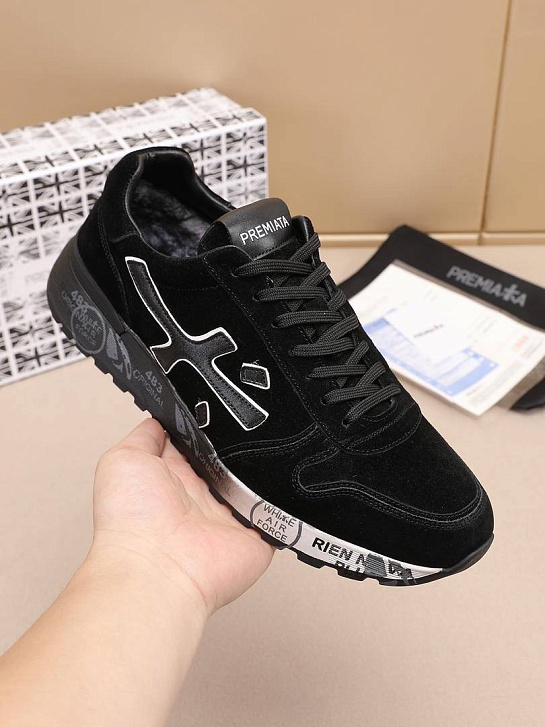 Замшевые кроссовки с мехом Premiata low-top - Black