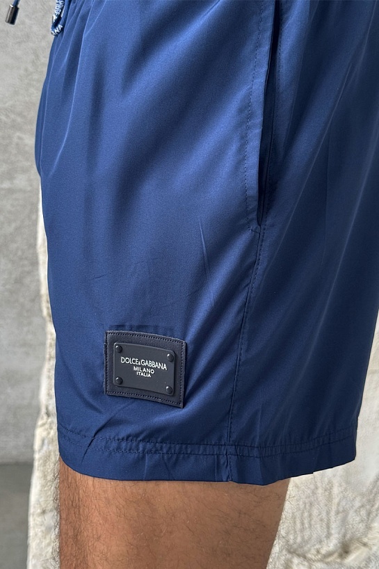 Мужские синие шорты Dolce & Gabbana logo-plaque