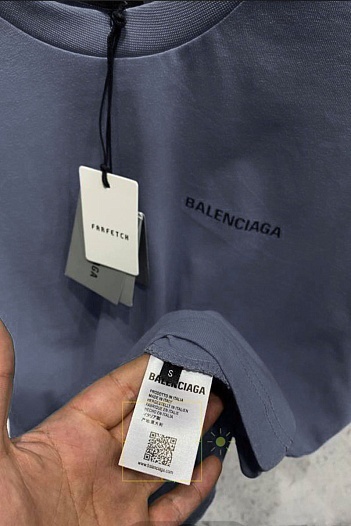 Серо-синяя оверсайз футболка Balenciaga Medium Fit Vintage   