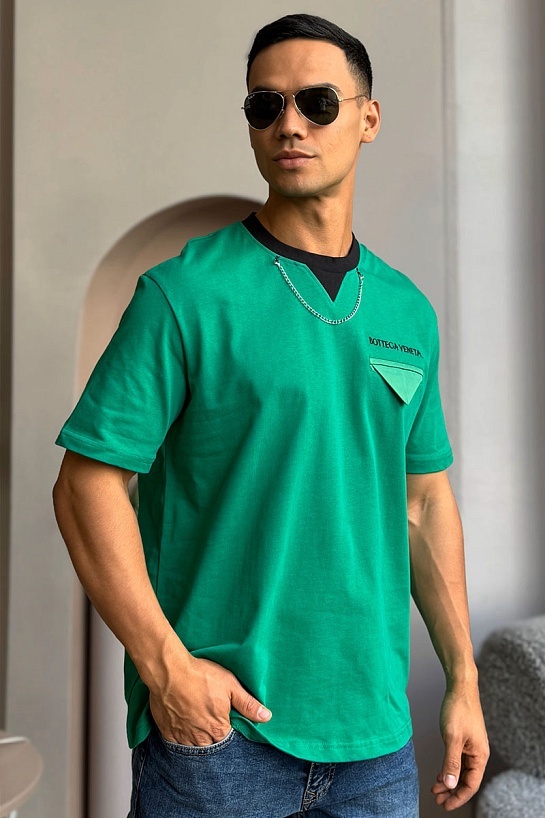 Зелёная оверсайз футболка Bottega Veneta Chain