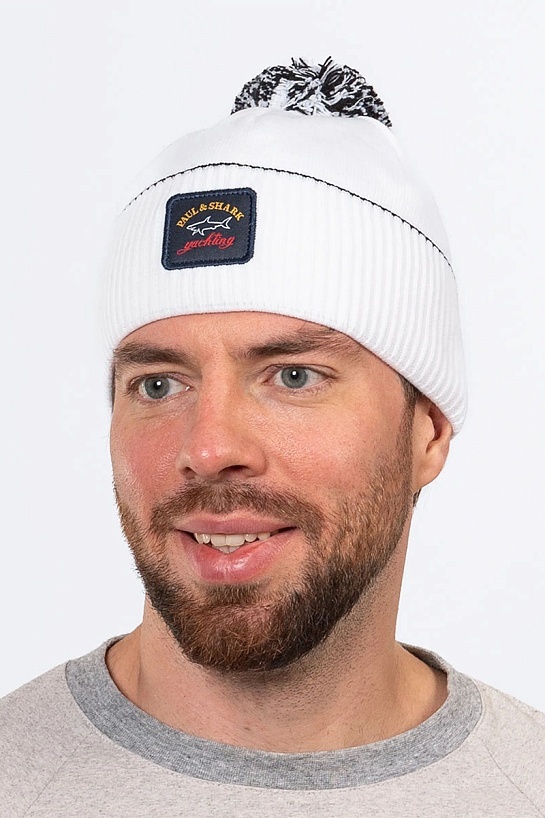 Шапка на флисе Paul & Shark logo-badge - White