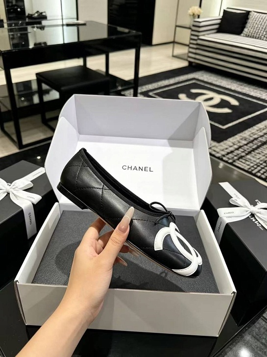 Женские кожаные балетки Chanel Ballerines premium