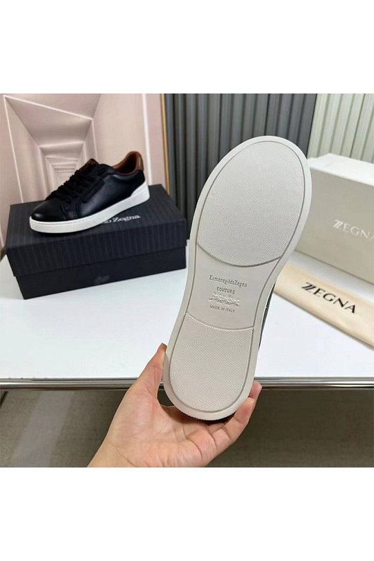 Кожаные кроссовки Ermenegildo Zegna чёрного цвета