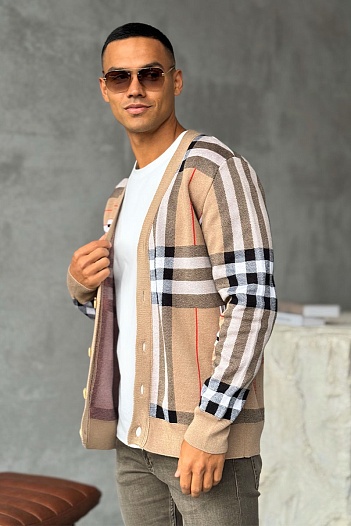 Мужской бежевый кардиган Burberry Vintage Check   