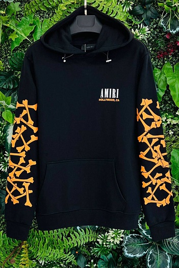 Мужское чёрное худи Amiri Bones logo-print   