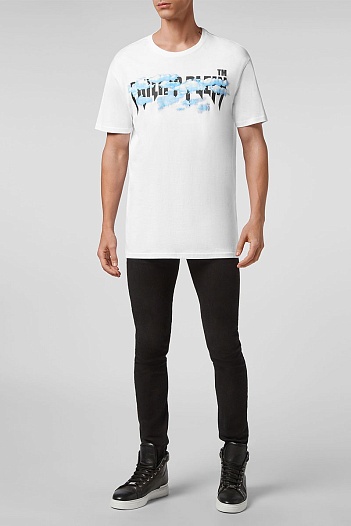 Футболка белого цвета Philipp Plein Clouds graphic-print   
