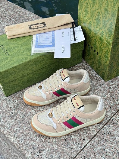 Женские кожаные кроссовки Gucci GG Screener   