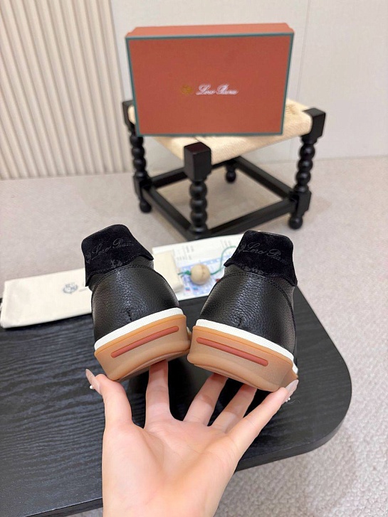 Кожаные кроссовки с мехом Loro Piana high-top