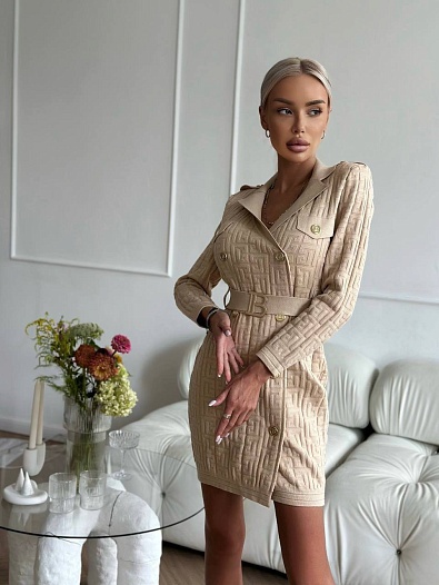 Женское бандажное платье с ремнем Balmain   