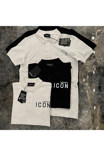Мужское белое поло Dsquared2 ICON black-logo   