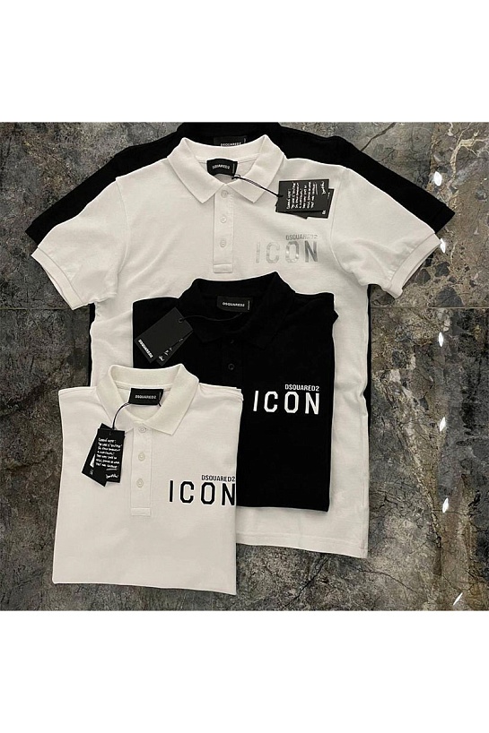 Мужское белое поло Dsquared2 ICON black-logo