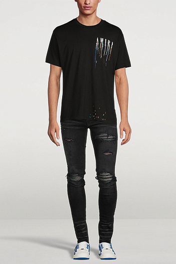 Чёрная оверсайз футболка Amiri paint drip core   