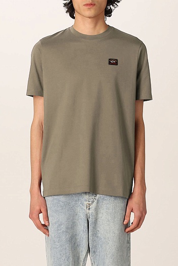 Футболка бежевого цвета Paul & Shark logo-patch   