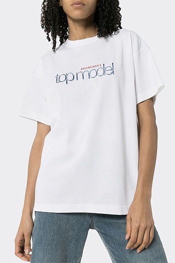 Белая оверсайз футболка Balenciaga Top Model logo-print   