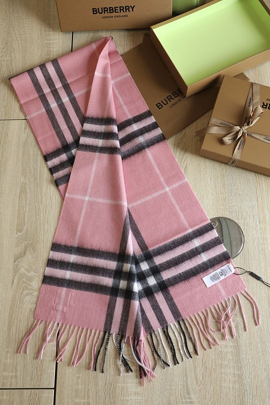 Шарф Burberry Check premium 168x30 см - Pink