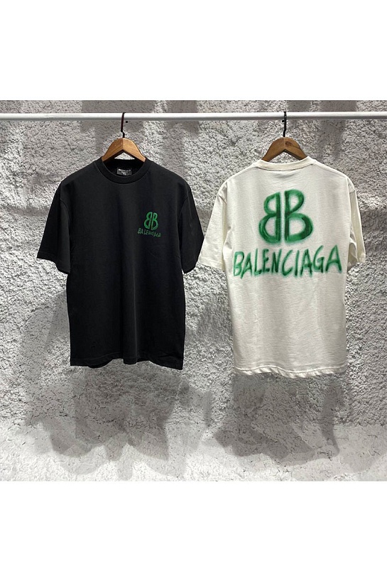 Мужская белая футболка Balenciaga graffiti-logo