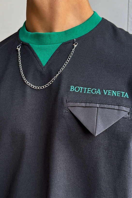 Чёрная оверсайз футболка Bottega Veneta Chain