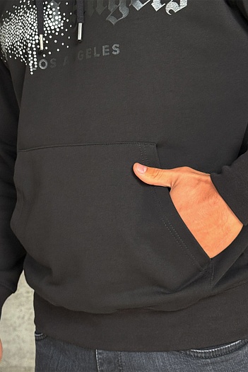 Чёрное худи Palm Angels rhinestone-embellished logo print   