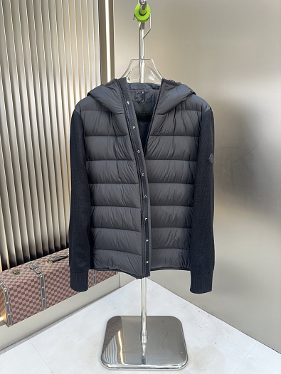 Мужская вязаная куртка Moncler logo-patch - Black   