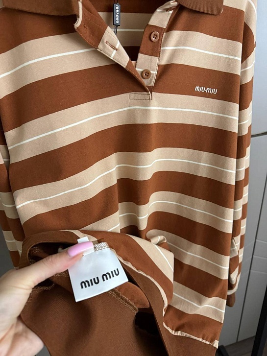 Женское поло с длинным рукавом MIU MIU premium