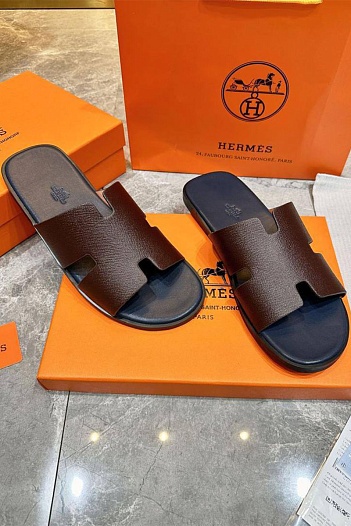 Мужские шлёпанцы Hermes Izmir - Brown   