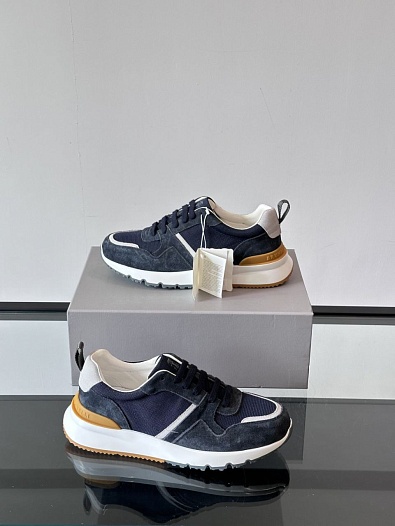 Мужские комбинированные кроссовки Brunello Cucinelli   