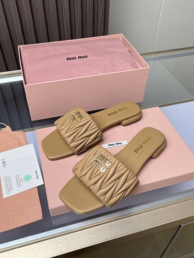 Женские шлёпанцы MIU MIU Premium - Beige   