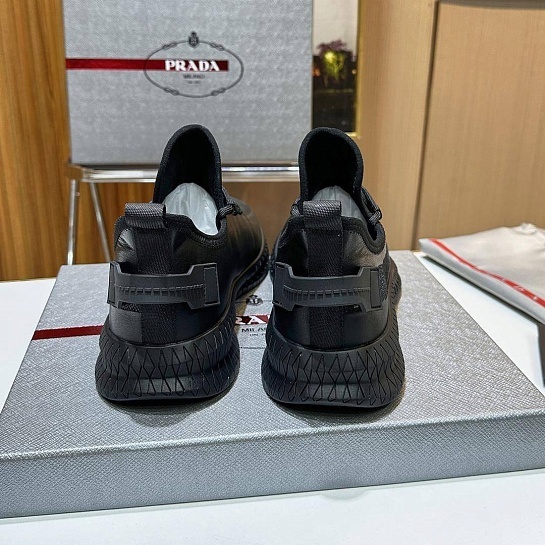 Мужские кожаные кроссовки Prada lace-up - Black