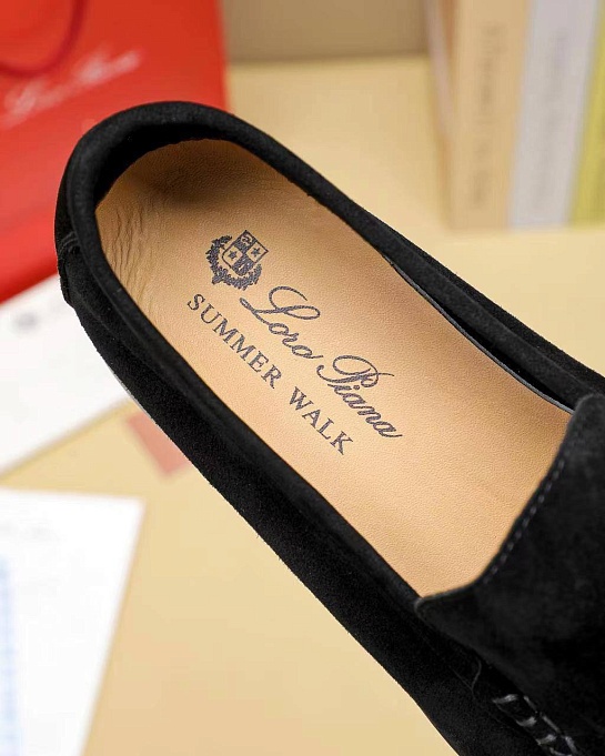 Мужские замшевые лоферы Loro Piana Summer Walk - Black