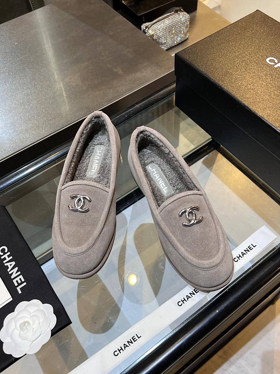 Женские замшевые лоферы Chanel premium
