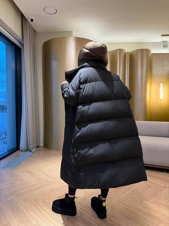 Женский пуховик с капюшоном Max Mara premium - Black