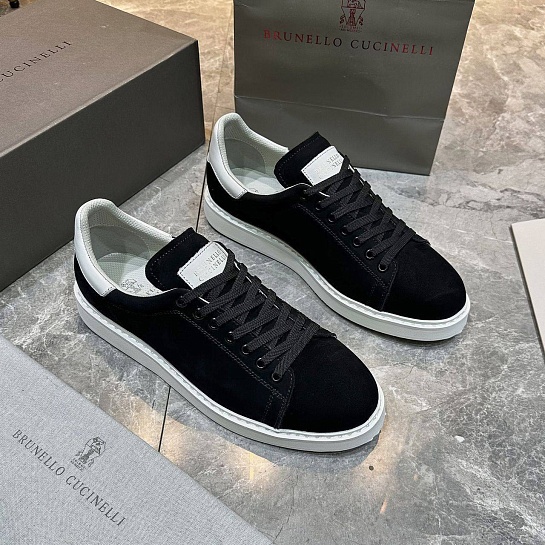 Мужские кроссовки Brunello Cucinelli nubuck calfskin - Black