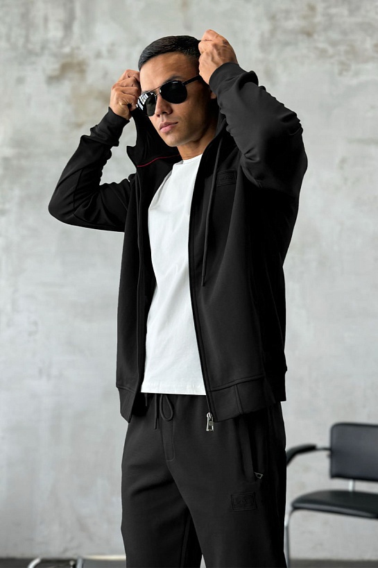 Кофта на молнии Hugo Boss logo-patch - Black