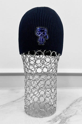 Мужская шапка тёмно-синего цвета Karl Lagerfeld logo-patch   