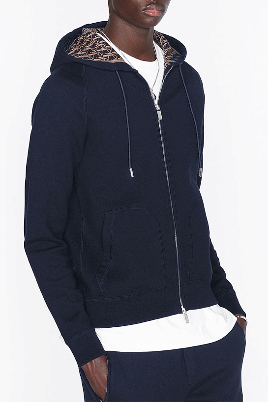 Тёмно-синий мужской костюм Dior Oblique logo-embroidered