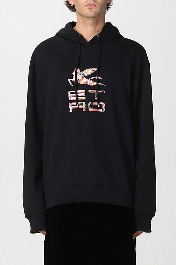 Чёрное оверсайз худи Etro Pegaso logo-print   