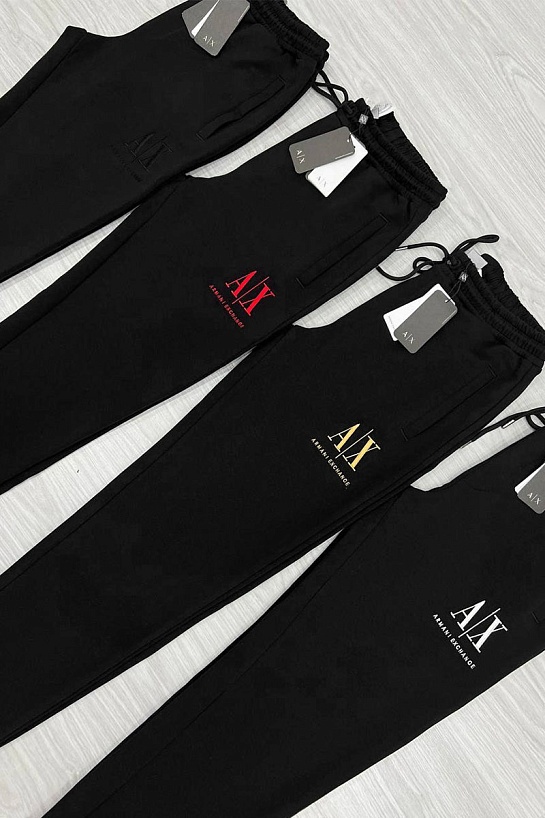 Чёрные спортивные штаны Armani Exchange black embroidery